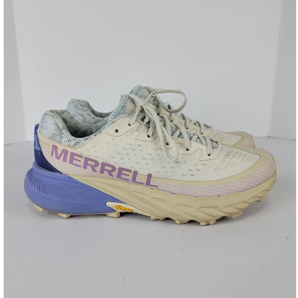Merrell Agility Peak 5 Sneakers Womens 8.5 Beige Purple Excellent J500560 Trail